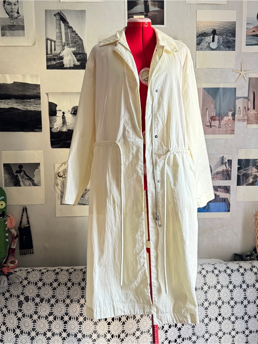 NWT ZARA OVERSIZED TRENCH COAT ZW COLLECTION OYSTER WHITE
